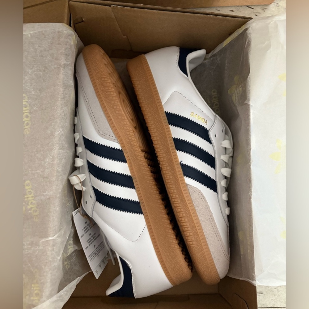 Adidas Samba OG White and Indigo Sneakers